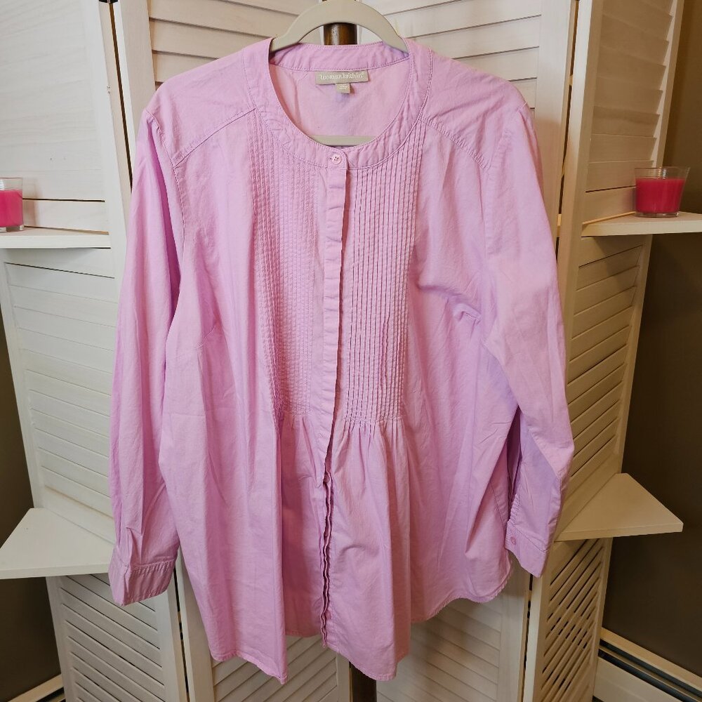 Woman Within Plus Size 1X (22-24) Pintuck Tunic Pink
